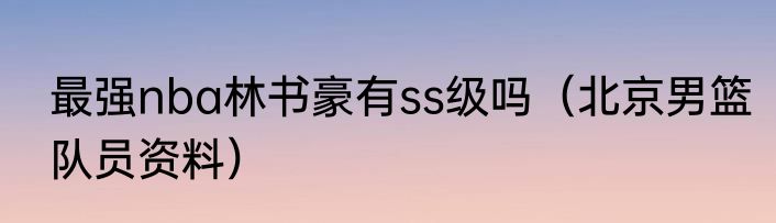 最强nba林书豪有ss级吗（北京男篮队员资料）