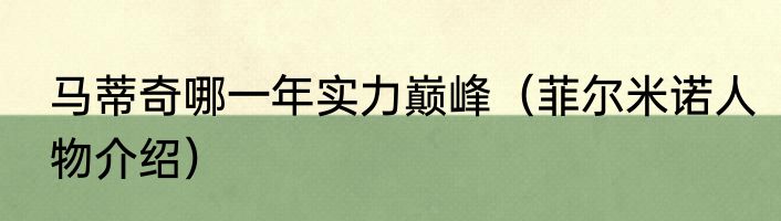 马蒂奇哪一年实力巅峰（菲尔米诺人物介绍）