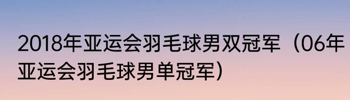 2018年亚运会羽毛球男双冠军（06年亚运会羽毛球男单冠军）