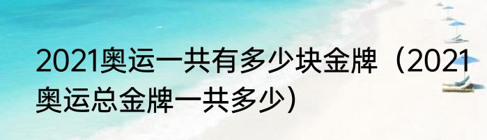 2021奥运一共有多少块金牌（2021奥运总金牌一共多少）