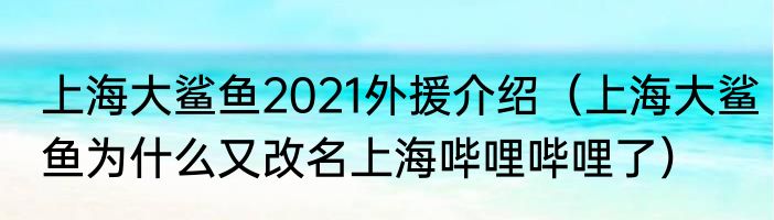 上海大鲨鱼2021外援介绍（上海大鲨鱼为什么又改名上海哔哩哔哩了）