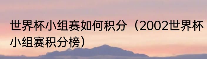 世界杯小组赛如何积分（2002世界杯小组赛积分榜）