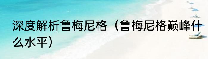 深度解析鲁梅尼格（鲁梅尼格巅峰什么水平）