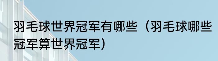 羽毛球世界冠军有哪些（羽毛球哪些冠军算世界冠军）