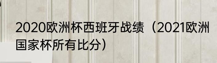 2020欧洲杯西班牙战绩（2021欧洲国家杯所有比分）