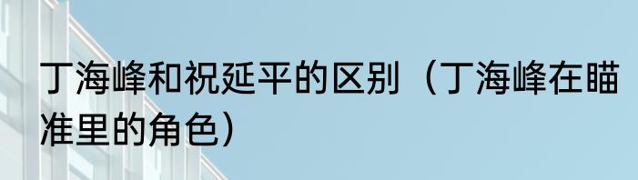 丁海峰和祝延平的区别（丁海峰在瞄准里的角色）
