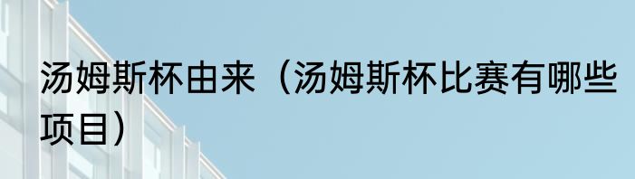 汤姆斯杯由来（汤姆斯杯比赛有哪些项目）