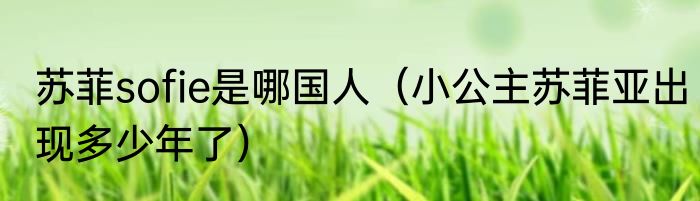 苏菲sofie是哪国人（小公主苏菲亚出现多少年了）