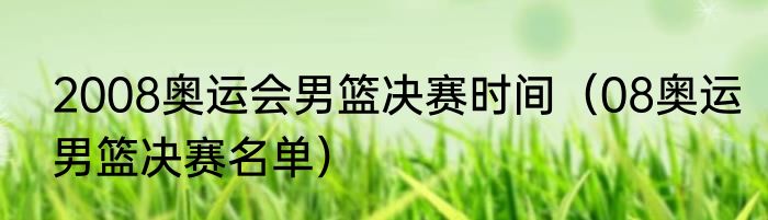2008奥运会男篮决赛时间（08奥运男篮决赛名单）