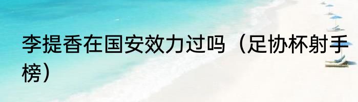 李提香在国安效力过吗（足协杯射手榜）