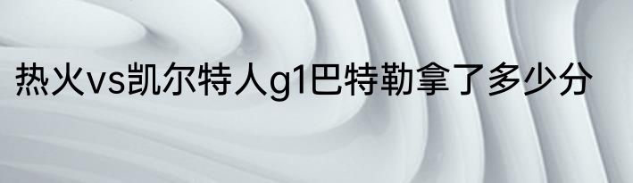热火vs凯尔特人g1巴特勒拿了多少分