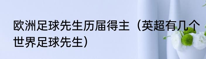 欧洲足球先生历届得主（英超有几个世界足球先生）