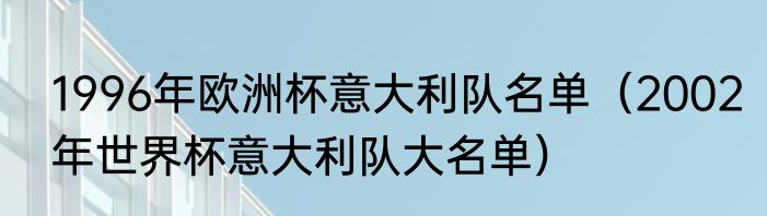 1996年欧洲杯意大利队名单（2002年世界杯意大利队大名单）