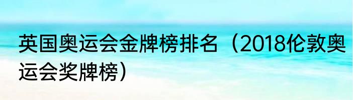 英国奥运会金牌榜排名（2018伦敦奥运会奖牌榜）