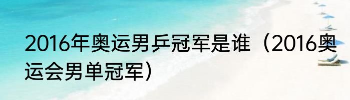2016年奥运男乒冠军是谁（2016奥运会男单冠军）