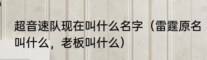 超音速队现在叫什么名字（雷霆原名叫什么，老板叫什么）