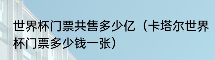 世界杯门票共售多少亿（卡塔尔世界杯门票多少钱一张）