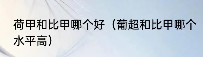 荷甲和比甲哪个好（葡超和比甲哪个水平高）