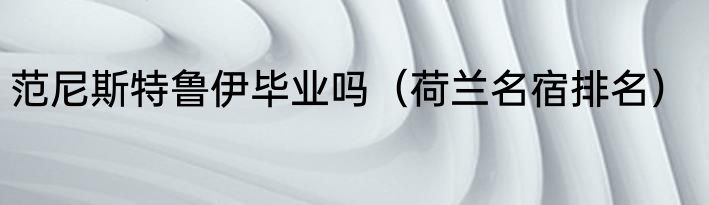 范尼斯特鲁伊毕业吗（荷兰名宿排名）