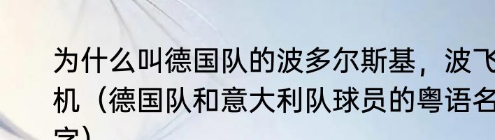 为什么叫德国队的波多尔斯基，波飞机（德国队和意大利队球员的粤语名字）