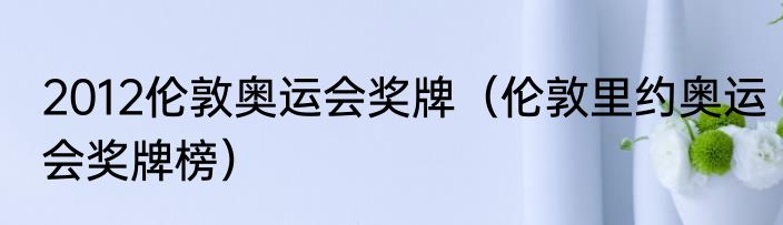 2012伦敦奥运会奖牌（伦敦里约奥运会奖牌榜）