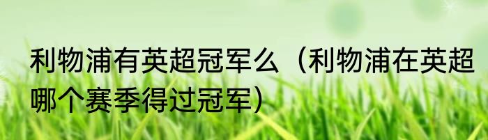 利物浦有英超冠军么（利物浦在英超哪个赛季得过冠军）