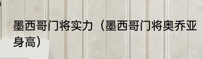 墨西哥门将实力（墨西哥门将奥乔亚身高）