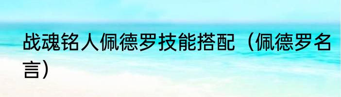 战魂铭人佩德罗技能搭配（佩德罗名言）