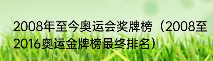 2008年至今奥运会奖牌榜（2008至2016奥运金牌榜最终排名）