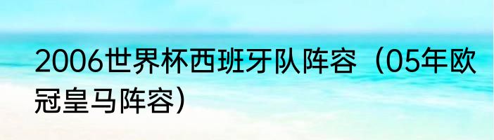 2006世界杯西班牙队阵容（05年欧冠皇马阵容）