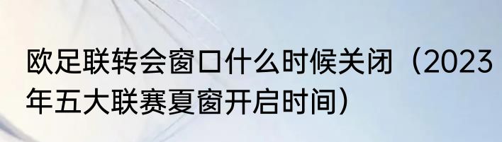 欧足联转会窗口什么时候关闭（2023年五大联赛夏窗开启时间）