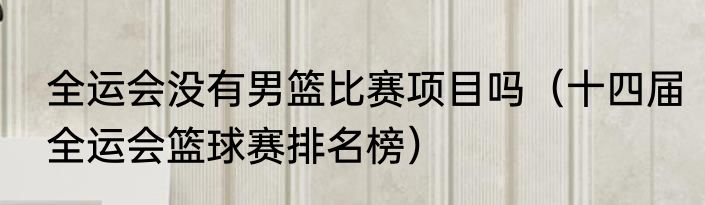 全运会没有男篮比赛项目吗（十四届全运会篮球赛排名榜）
