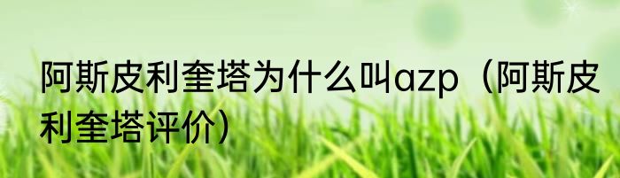阿斯皮利奎塔为什么叫azp（阿斯皮利奎塔评价）