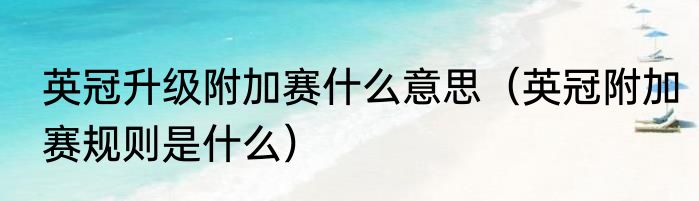 英冠升级附加赛什么意思（英冠附加赛规则是什么）
