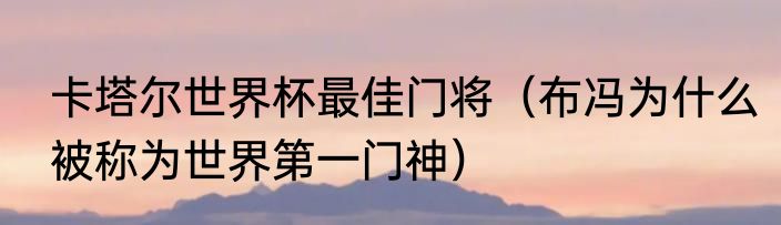 卡塔尔世界杯最佳门将（布冯为什么被称为世界第一门神）