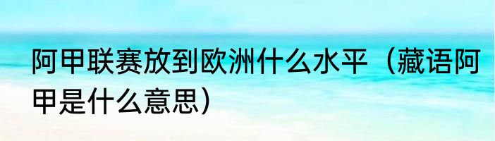 阿甲联赛放到欧洲什么水平（藏语阿甲是什么意思）