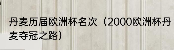丹麦历届欧洲杯名次（2000欧洲杯丹麦夺冠之路）