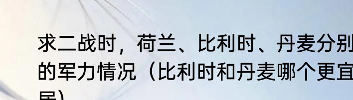 求二战时，荷兰、比利时、丹麦分别的军力情况（比利时和丹麦哪个更宜居）