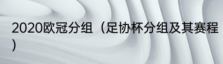2020欧冠分组（足协杯分组及其赛程）