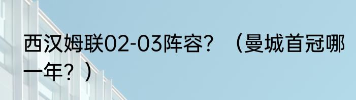 西汉姆联02-03阵容？（曼城首冠哪一年？）