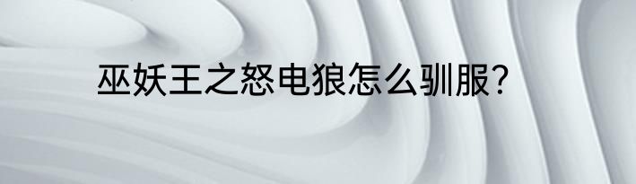 巫妖王之怒电狼怎么驯服？