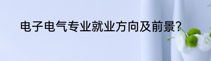 电子电气专业就业方向及前景？