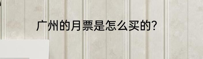 广州的月票是怎么买的？