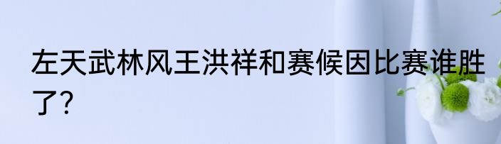 左天武林风王洪祥和赛候因比赛谁胜了？