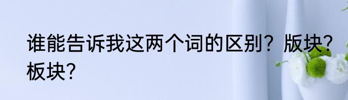 谁能告诉我这两个词的区别？版块？板块？