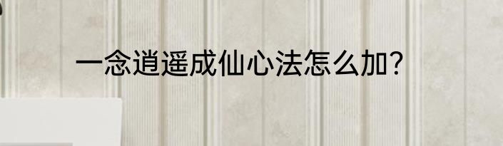 一念逍遥成仙心法怎么加？