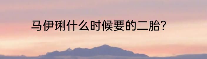 马伊琍什么时候要的二胎？