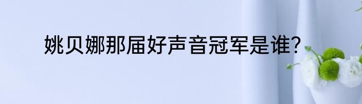 姚贝娜那届好声音冠军是谁？