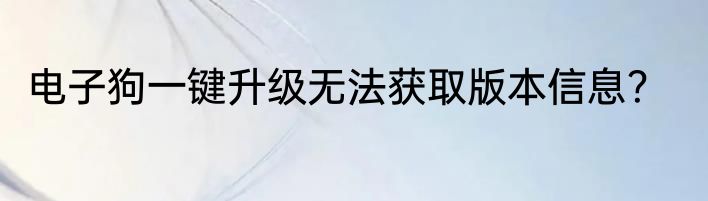 电子狗一键升级无法获取版本信息？