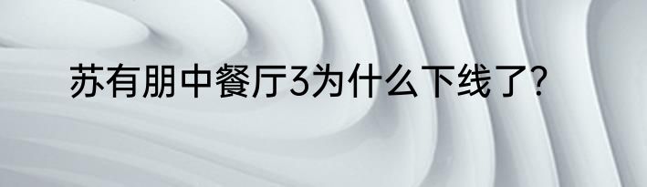 苏有朋中餐厅3为什么下线了？